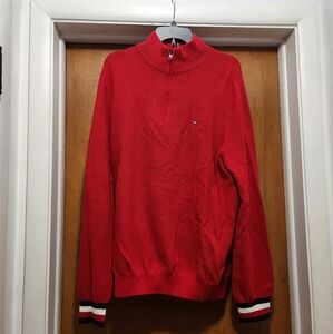 Men's Classic Tommy Hilfiger Red Zip-Up Sweater